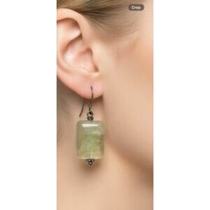 Vintage Sterling Silver Tourmalinated Quartz Drop Earrings